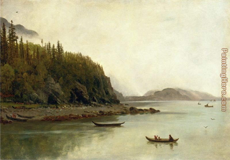 Indians Fishing painting - Albert Bierstadt Indians Fishing art painting